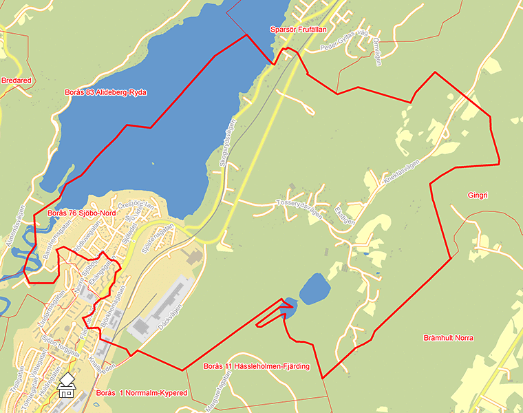 Karta över Borås 76 Sjöbo-Nord