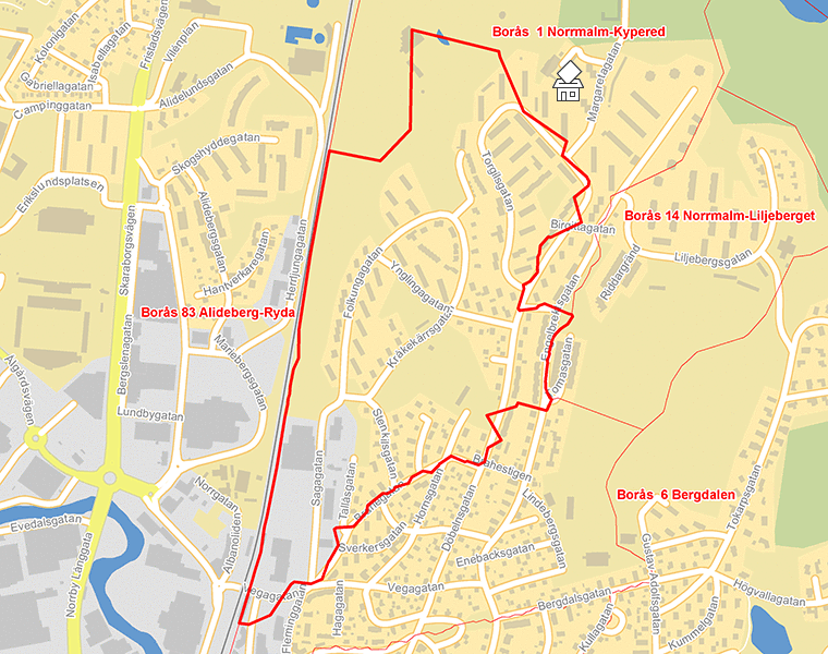 Karta över Borås  2 Norrmalm-Västra