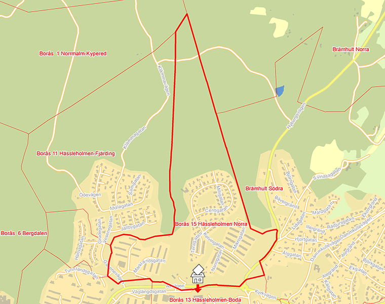 Karta över Borås 15 Hässleholmen Norra