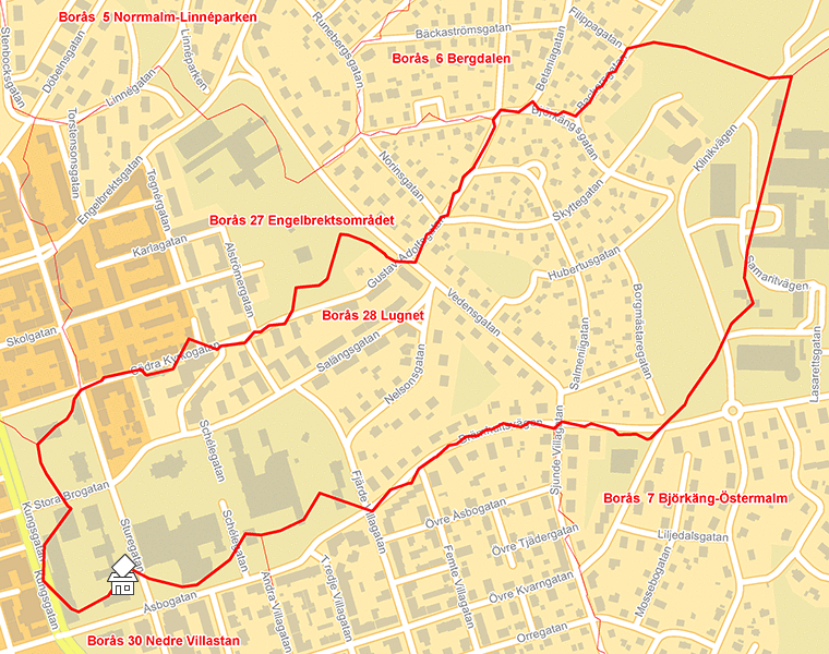 Karta över Borås 28 Lugnet