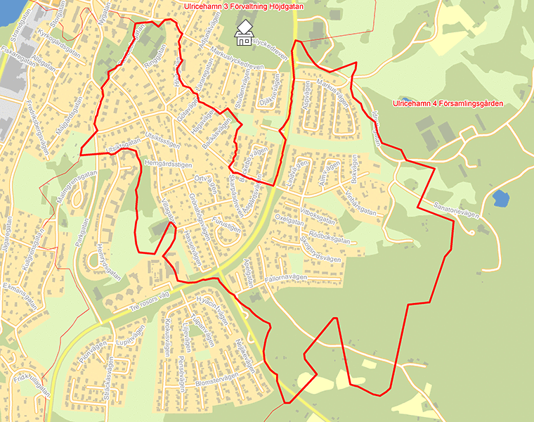 Karta över Ulricehamn 5 Tingsholmsgymnasiet