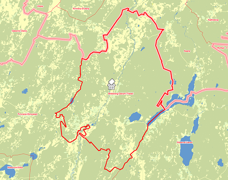 Karta över Blidsberg/Dalum/Trädet