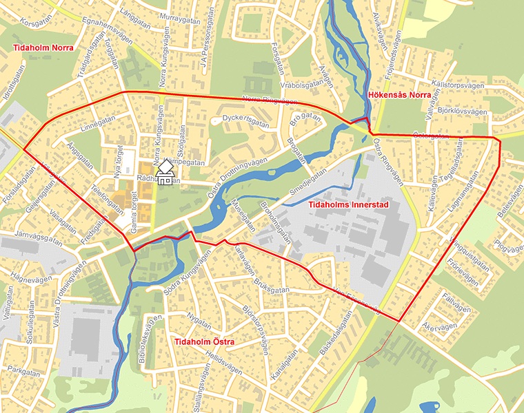 Karta över Tidaholms Innerstad