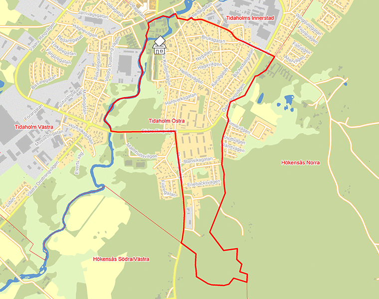 Karta över Tidaholm Östra