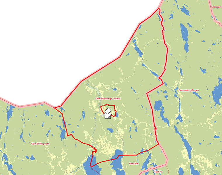 Karta över Charlottenbergs omland