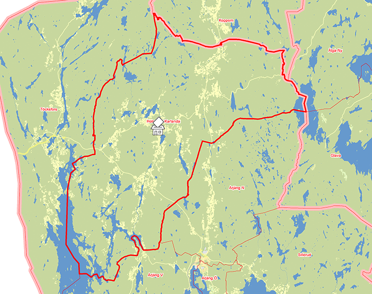 Karta över Holmedal-Karlanda