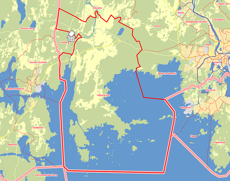 Karta över Vålberg-Nor