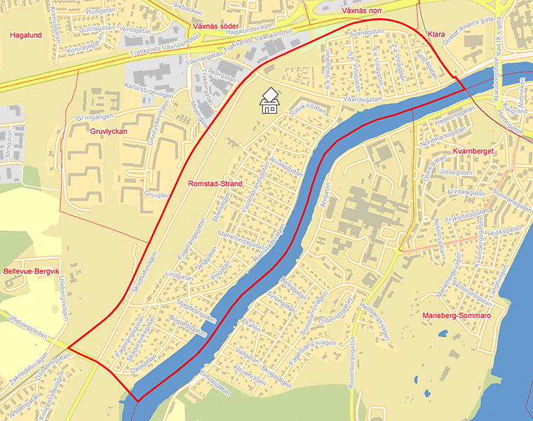 Karta över Romstad-Strand