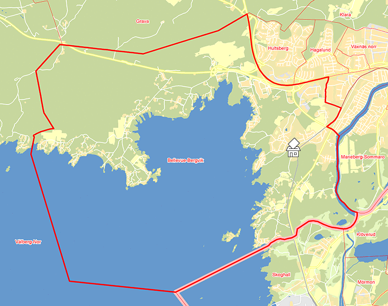 Karta över Bellevue-Bergvik