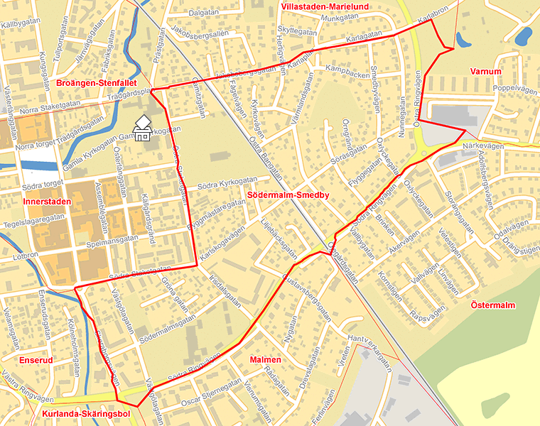 Karta över Södermalm-Smedby