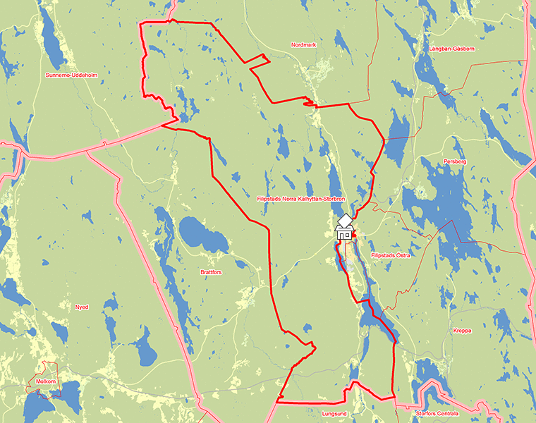 Karta över Filipstads Norra Kalhyttan-Storbron
