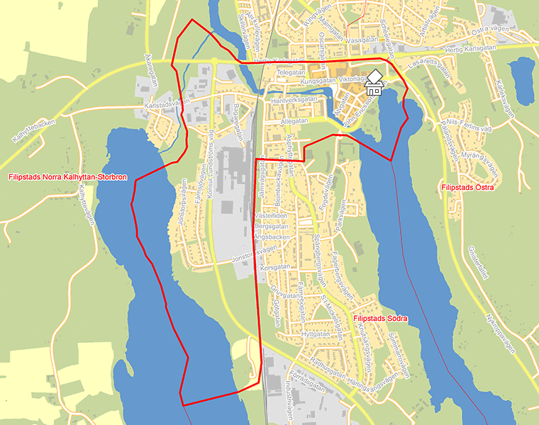 Karta över Filipstads Västra-Centrum