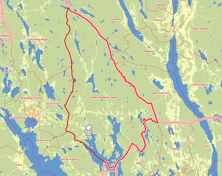 Karta över Edane-Mangskog-Vikene
