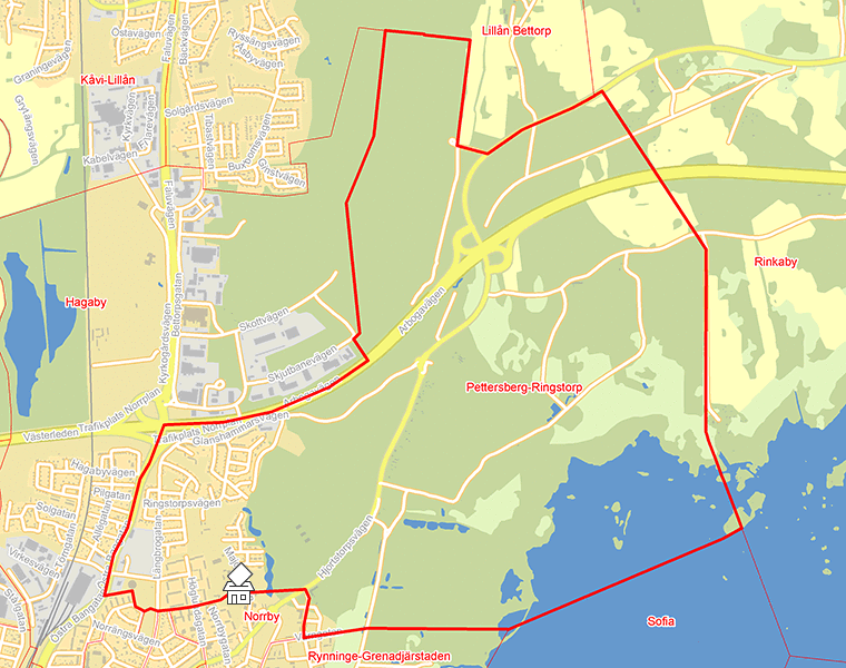 Karta över Pettersberg-Ringstorp