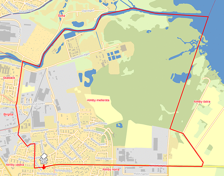 Karta över Almby mellersta