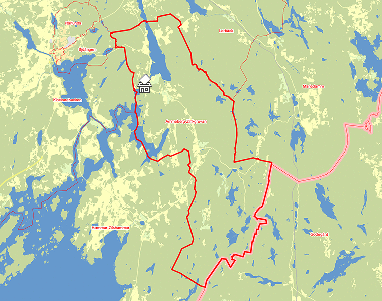 Karta över Åmmeberg-Zinkgruvan