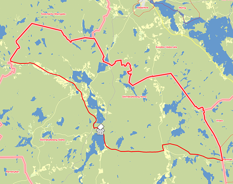 Karta över Skinnskatteberg Norra