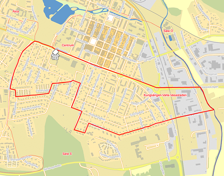 Karta över Kungsängen-Valla-Vasastaden