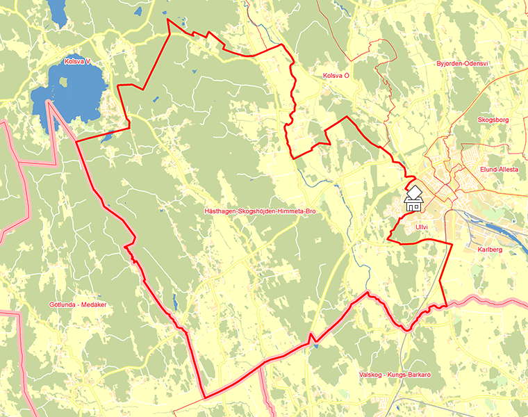 Karta över Hästhagen-Skogshöjden-Himmeta-Bro