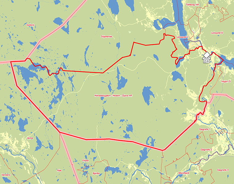 Karta över Häradsbygden - Heden - Djura mfl