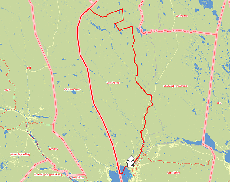 Karta över Orsa Västra