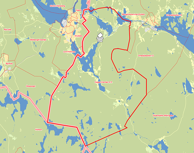Karta över Hagge-Harnäs m.fl.