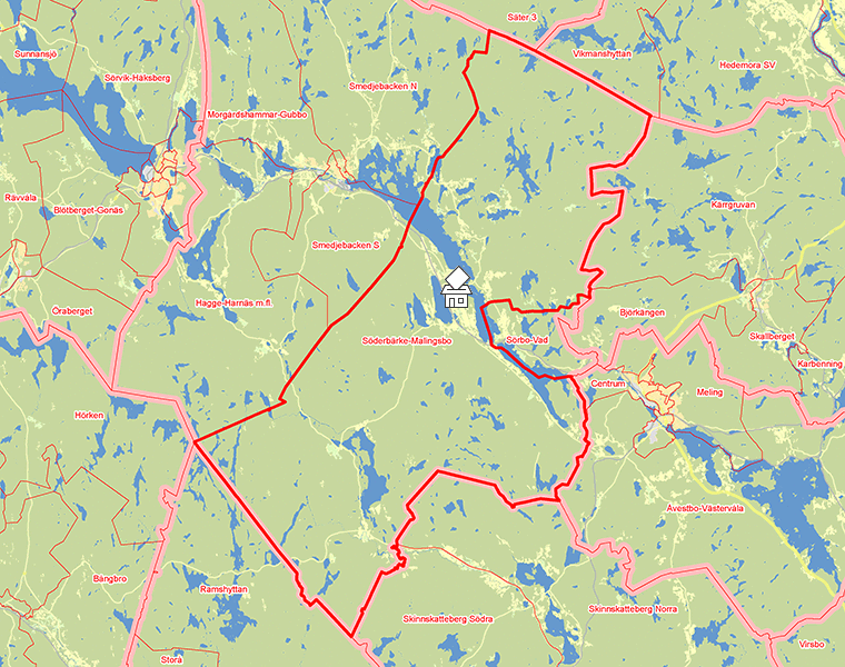 Karta över Söderbärke-Malingsbo