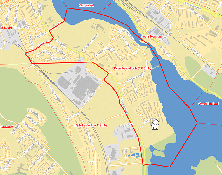 Karta över Kvarnberget och Ö Främby