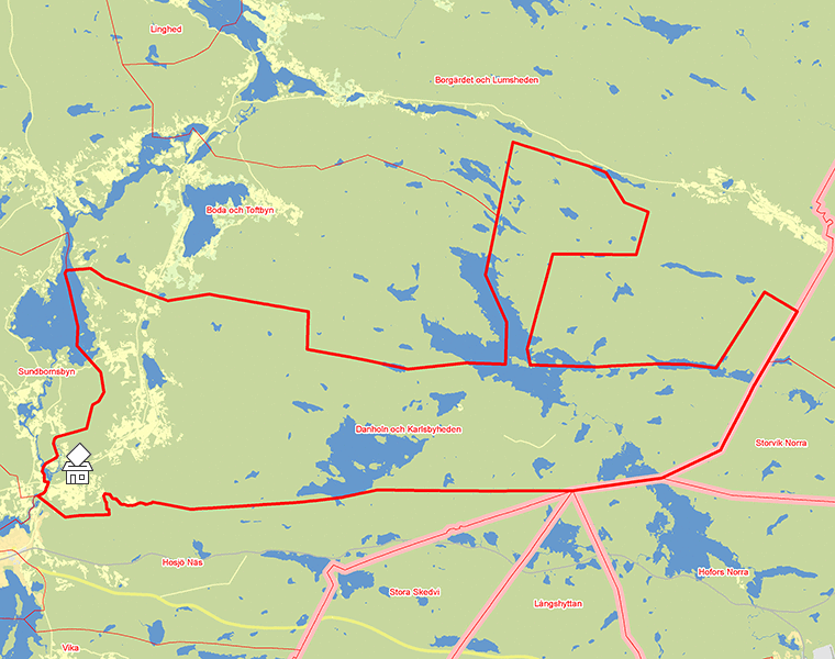 Karta över Danholn och Karlsbyheden