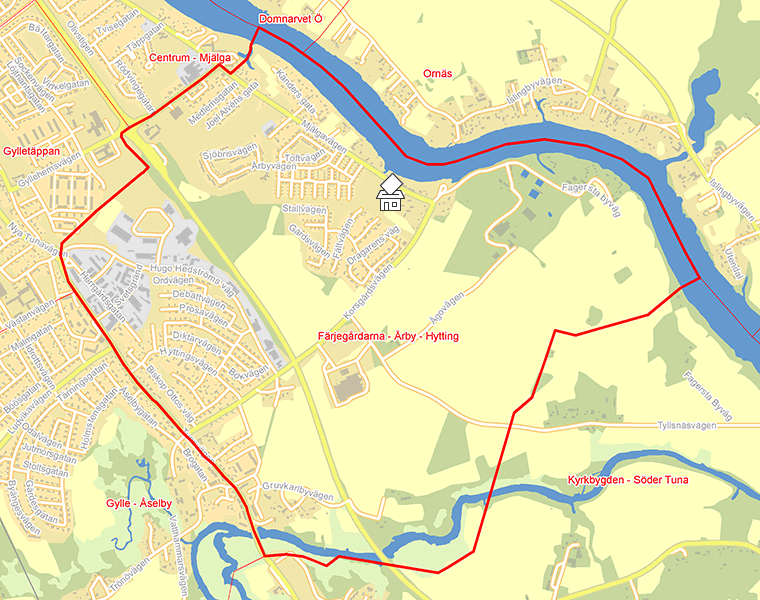 Karta över Färjegårdarna - Årby - Hytting