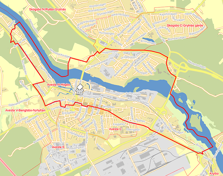 Karta över Avesta N-Högbo