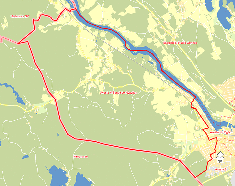 Karta över Avesta V-Bengtsbo-Nyhyttan