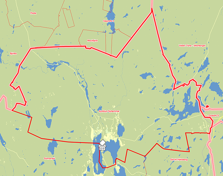 Karta över Kyrkbyn-Nyhammar