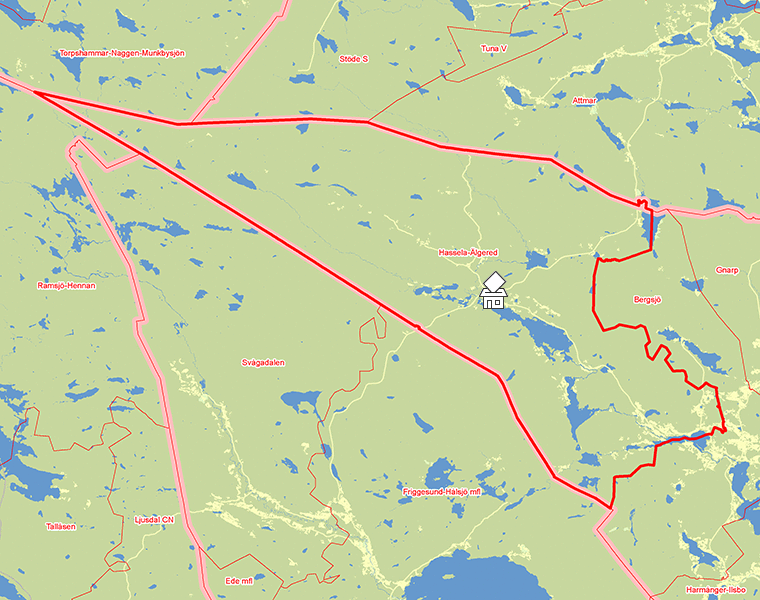 Karta över Hassela-Älgered