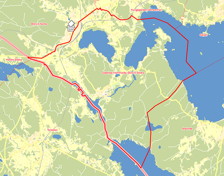 Karta över Gästrike-Hammarby-Storvik Södra