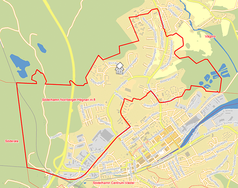 Karta över Söderhamn Norrberget-Hägnan m fl