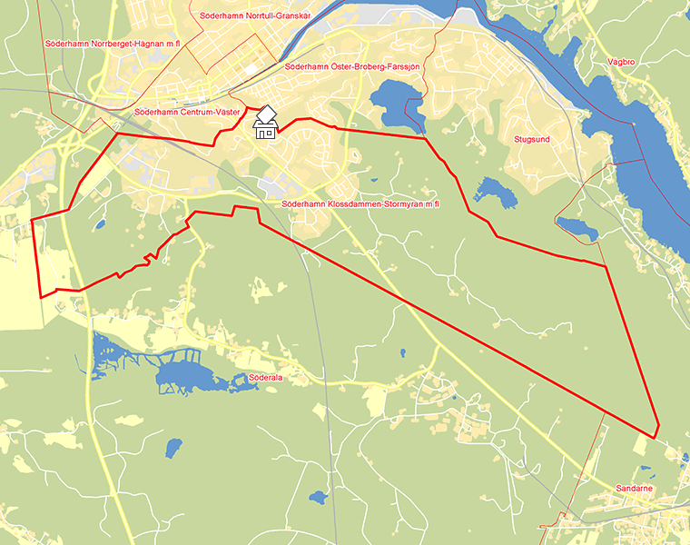 Karta över Söderhamn Klossdammen-Stormyran m fl