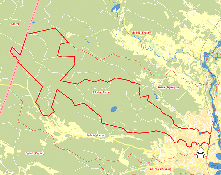 Karta över Bollnäs-Hamre