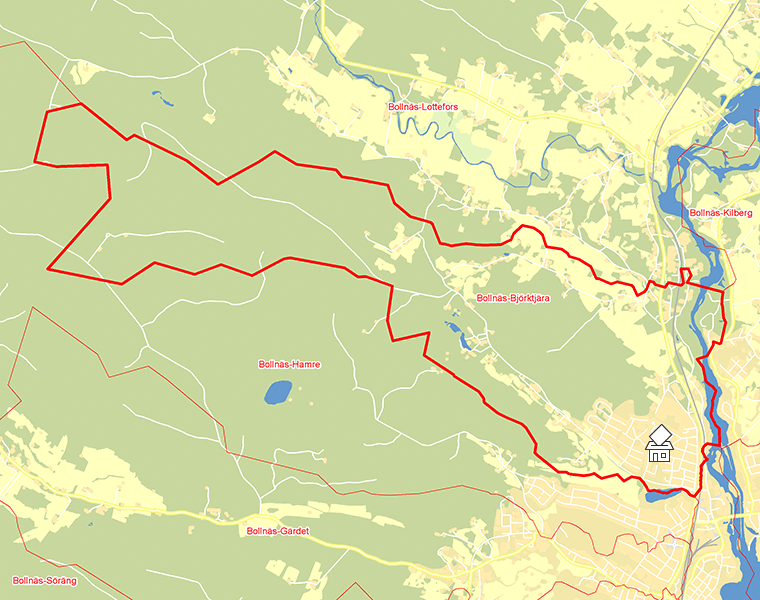 Karta över Bollnäs-Björktjära
