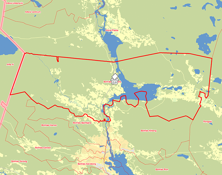 Karta över Bollnäs-Lottefors
