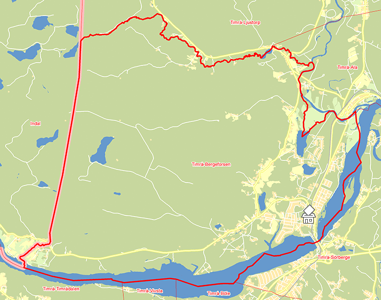 Karta över Timrå-Bergeforsen