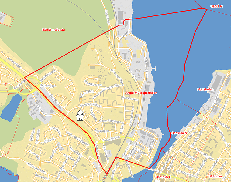 Karta över Änget-Murbegsstaden