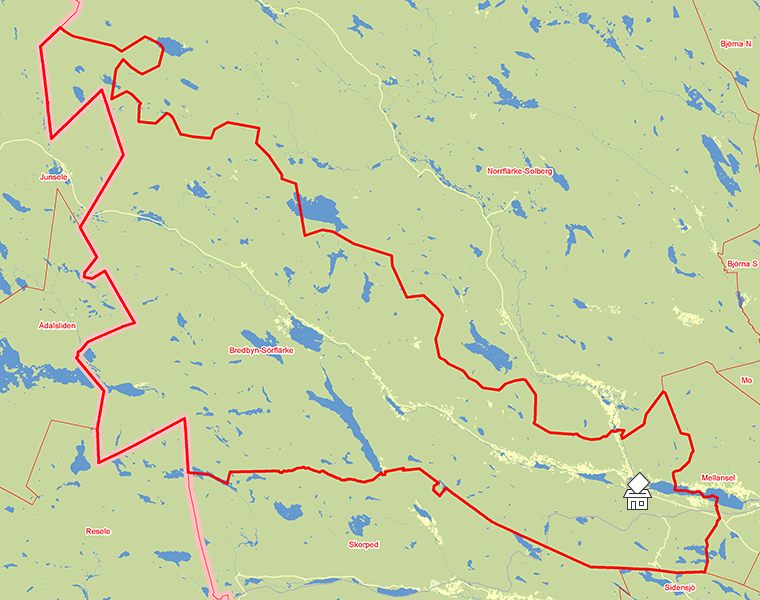 Karta över Bredbyn-Sörflärke