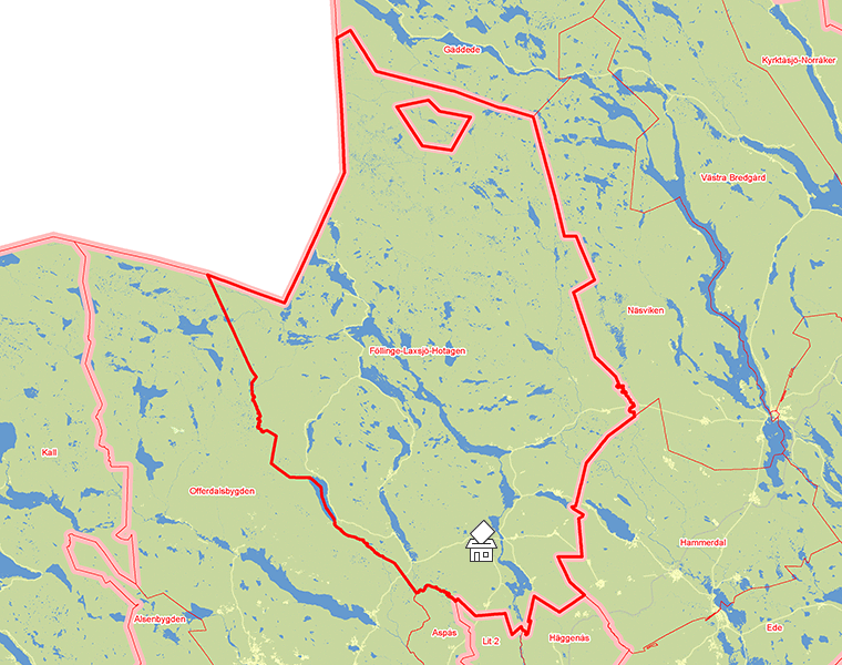 Karta över Föllinge-Laxsjö-Hotagen