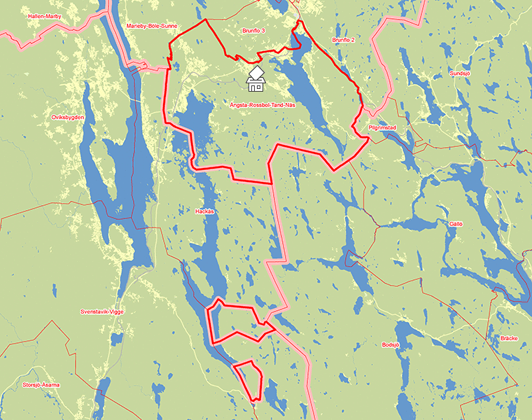 Karta över Ångsta-Rossbol-Tand-Näs