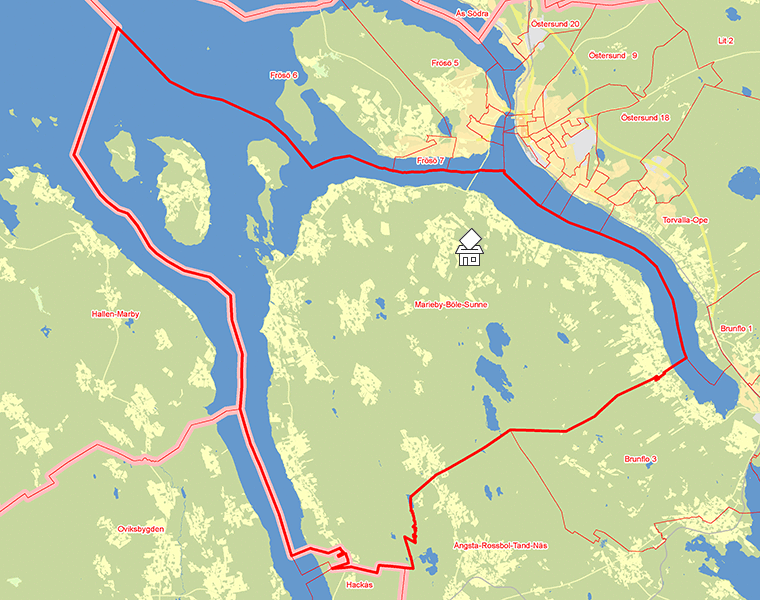 Karta över Marieby-Böle-Sunne