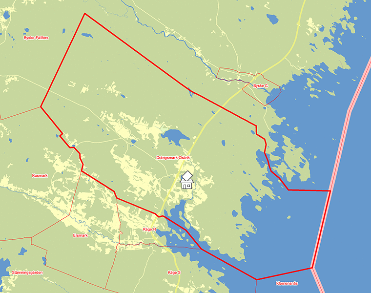 Karta över Drängsmark-Ostvik