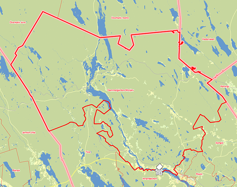 Karta över Gammelgården-Morjärv