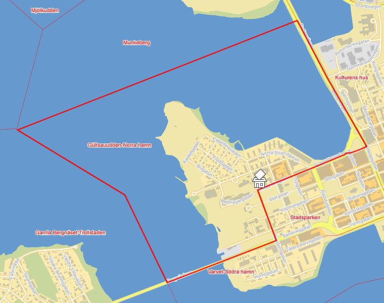 Karta över Gültsauudden-Norra hamn