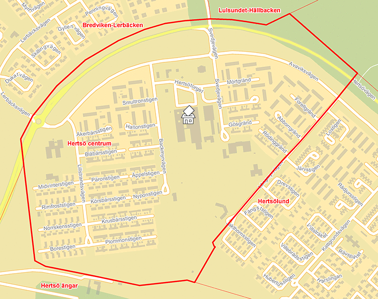 Karta över Hertsö centrum